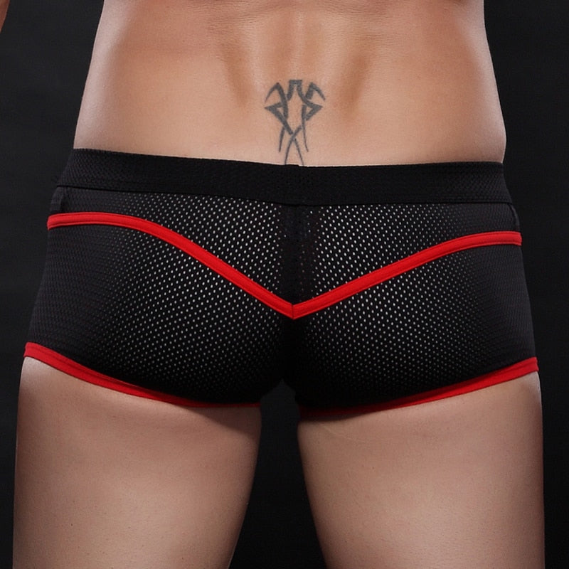 Breathable Mesh Two-tone Line Decorated Boxer