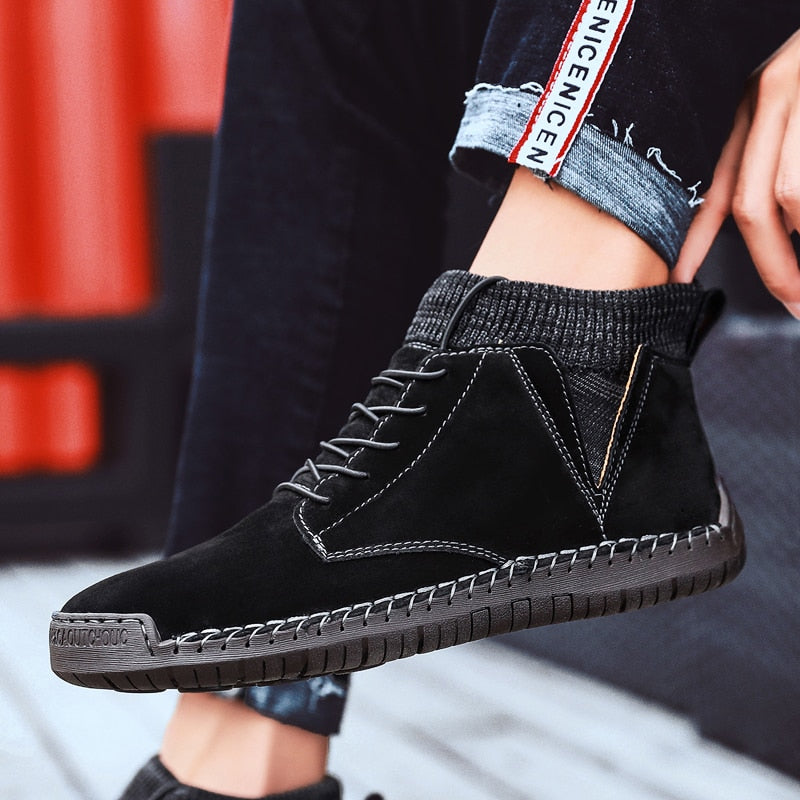 Bottines en daim épais et chauds en peluche