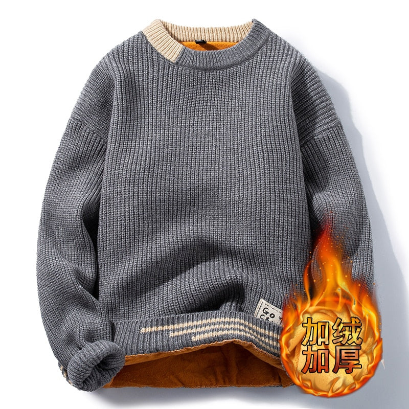 Suéter de mezcla de lana lisa con cuello redondo