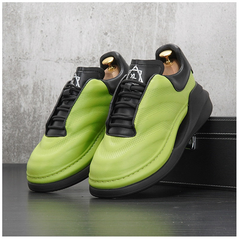 Baskets en cuir fendu solide pour hommes