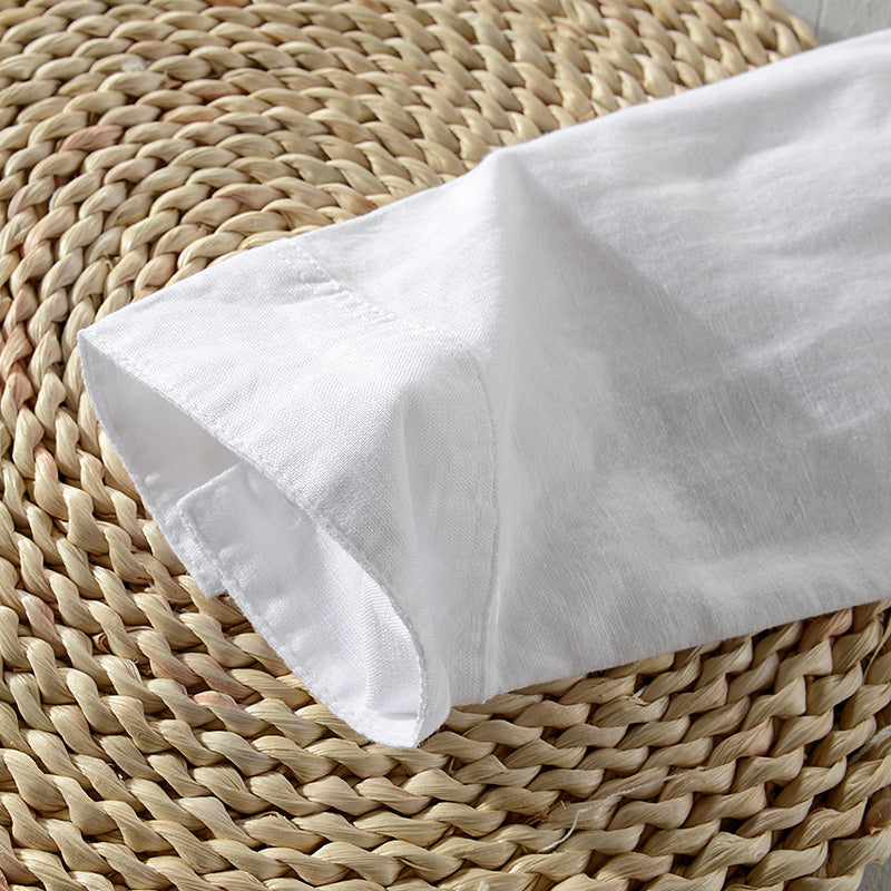 Soft Color Solid Linen Long Sleeve Shirt