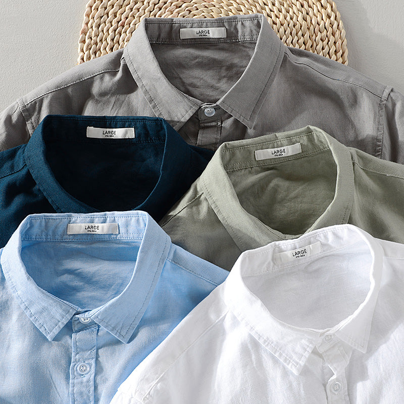 Soft Color Solid Linen Long Sleeve Shirt