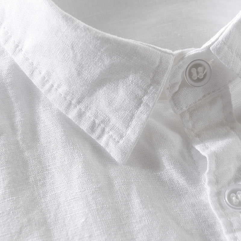 Soft Color Solid Linen Long Sleeve Shirt