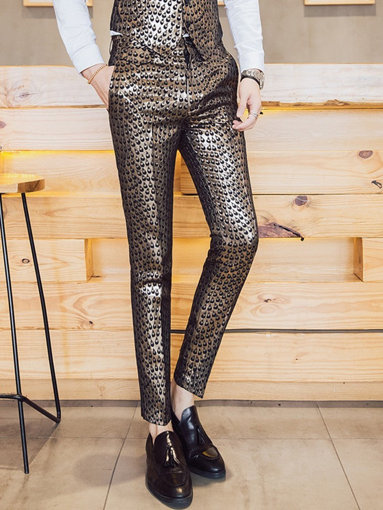 Luxury Shinny Teardrop Pattern Stage Fashion Men Trouser