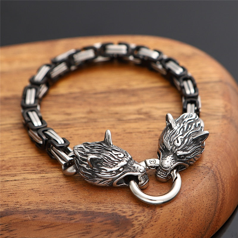 Norse Viking Wolf Head Decorated Bracelet