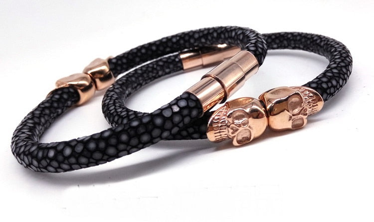 Twin Northskull Stingray Magnet Clasp Men Bracelet