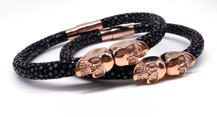 Twin Northskull Stingray Magnet Clasp Men Bracelet