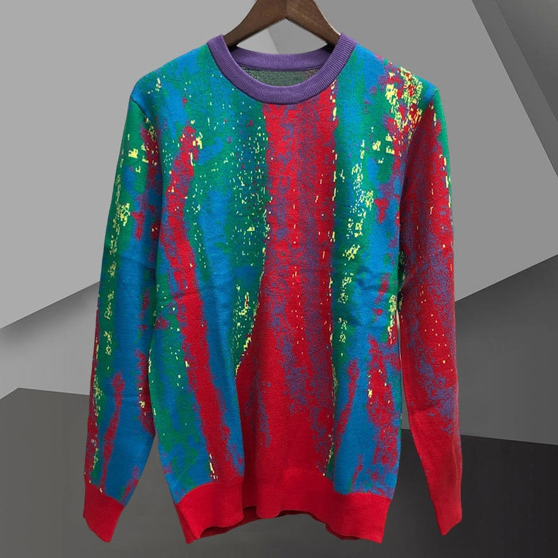 Contrasting Colors Line Pullover Sweater