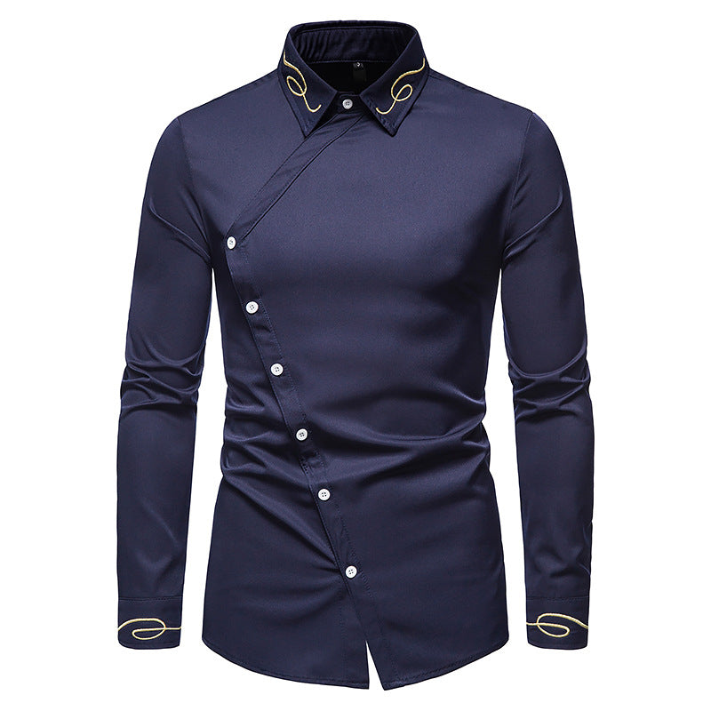 Unique Sharp Angled Button Closure Style Shirt