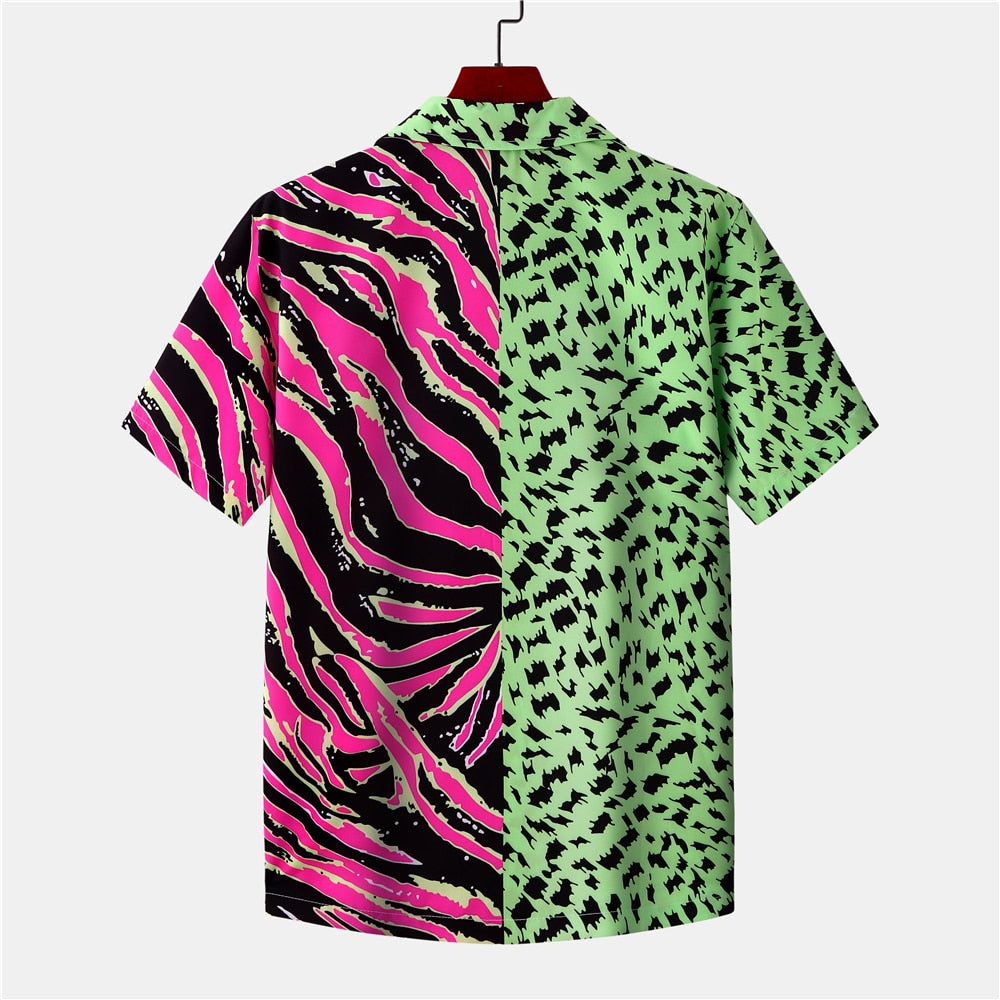 Chemise Hawaïenne à Motif Animal de Couleurs Mixtes