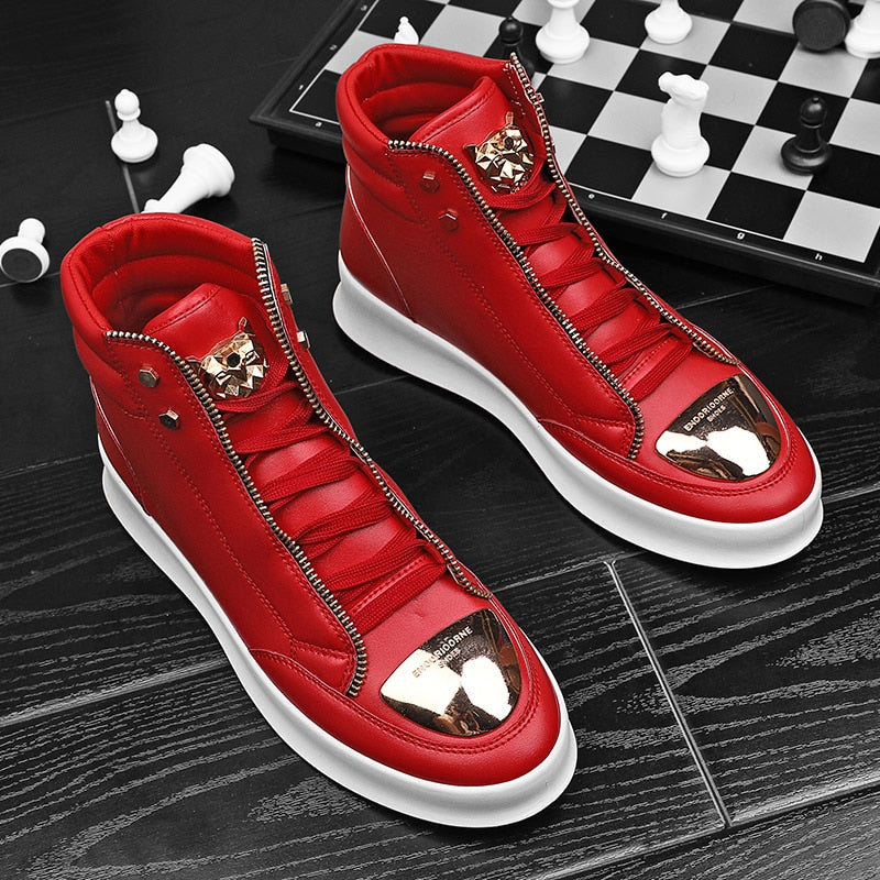 Cross Tied Zipper Decorated High Top Sneaker
