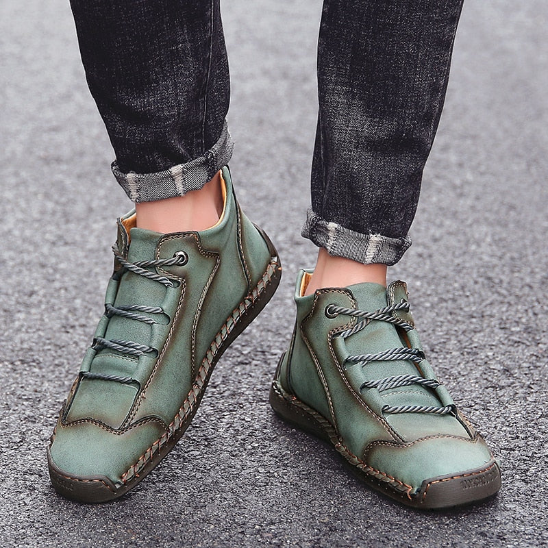 Bottines à lacets en cuir de style extérieur pour hommes