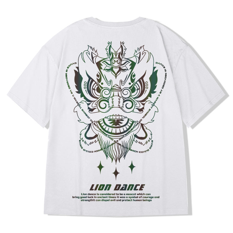 Oversize Hip Hop Rainbow Dragon Head Printed T-Shirt