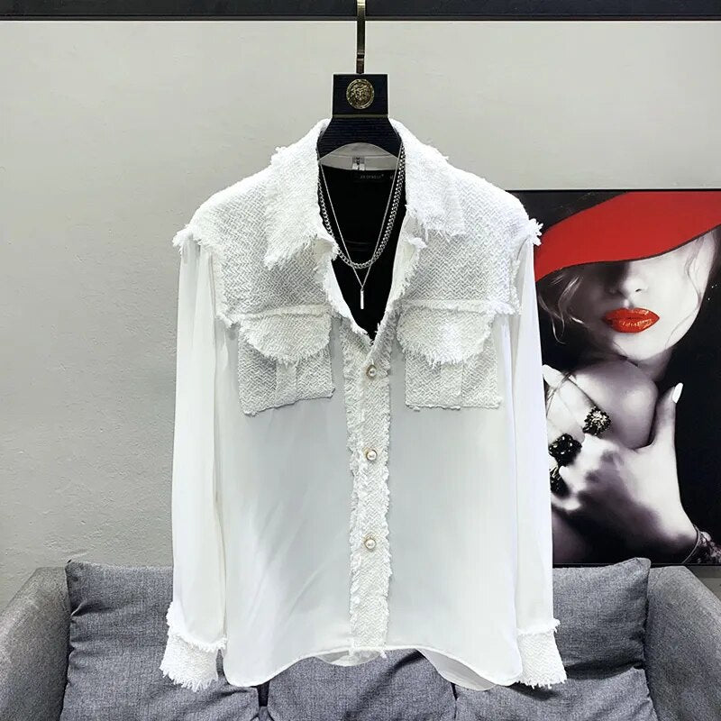 Fashion Patchwork Long Sleeve Shirt