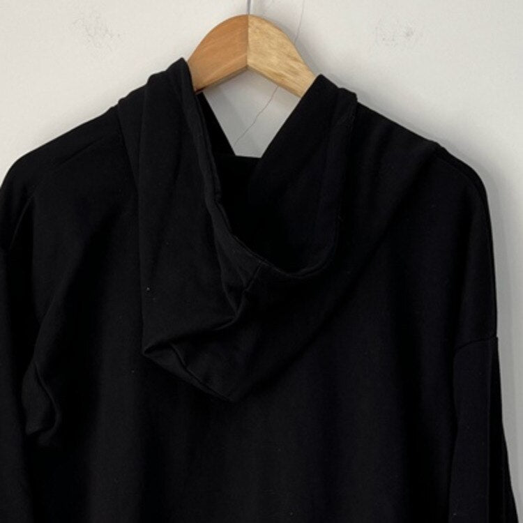 Black Color Printed Loose Hoodie