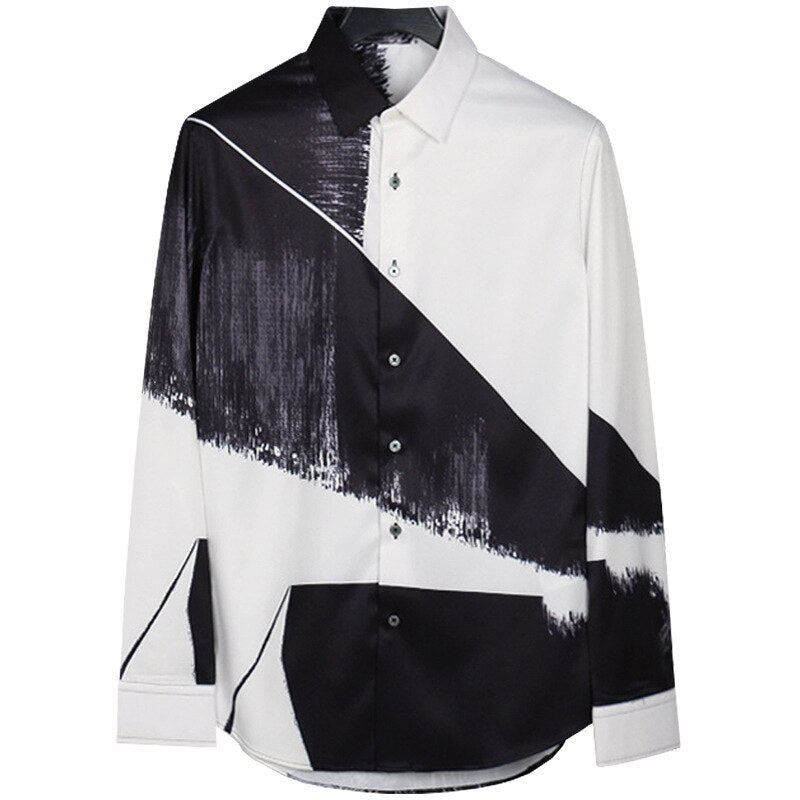 Contrast Abstract Printed Long Sleeve Shirt