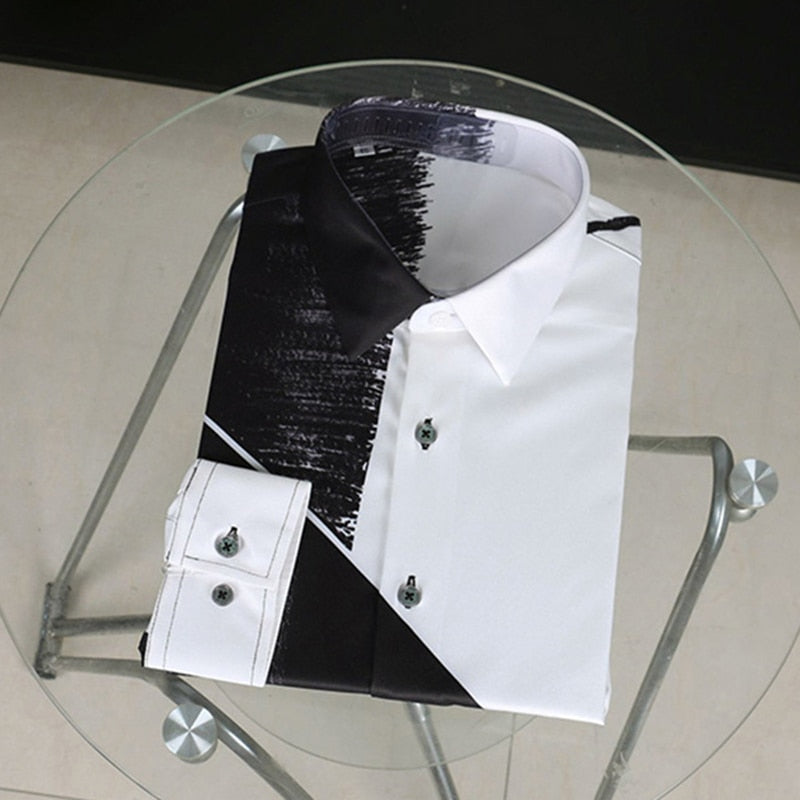 Contrast Abstract Printed Long Sleeve Shirt