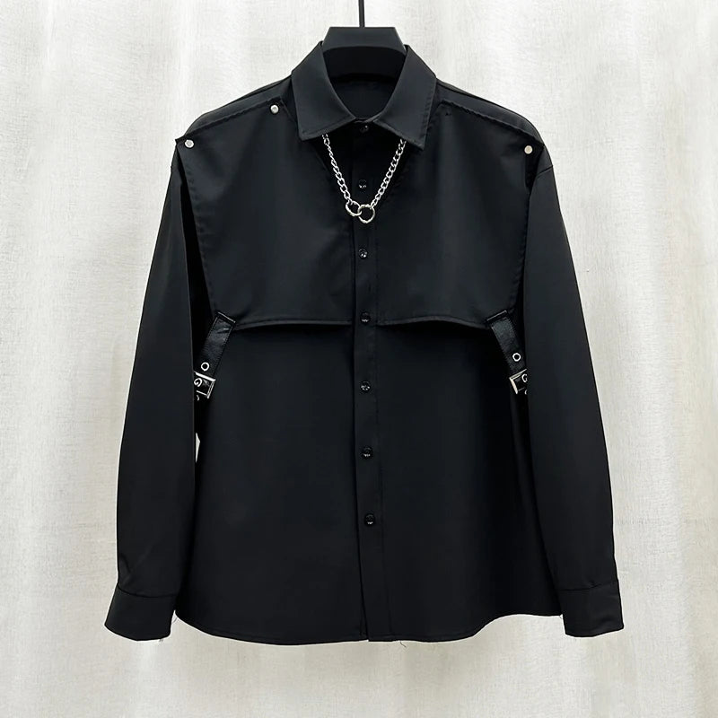 Single Breasted Buckle Solid Shirt