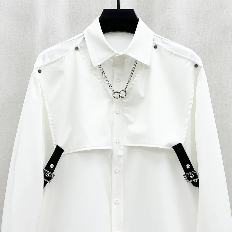 Single Breasted Buckle Solid Shirt