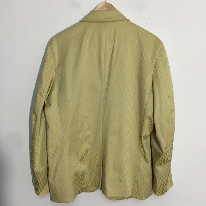 Diamond Grid Yellow Green Blazer