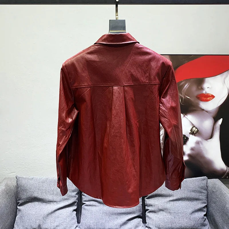 Multi-Zipper Decoration PU Leather Shirt