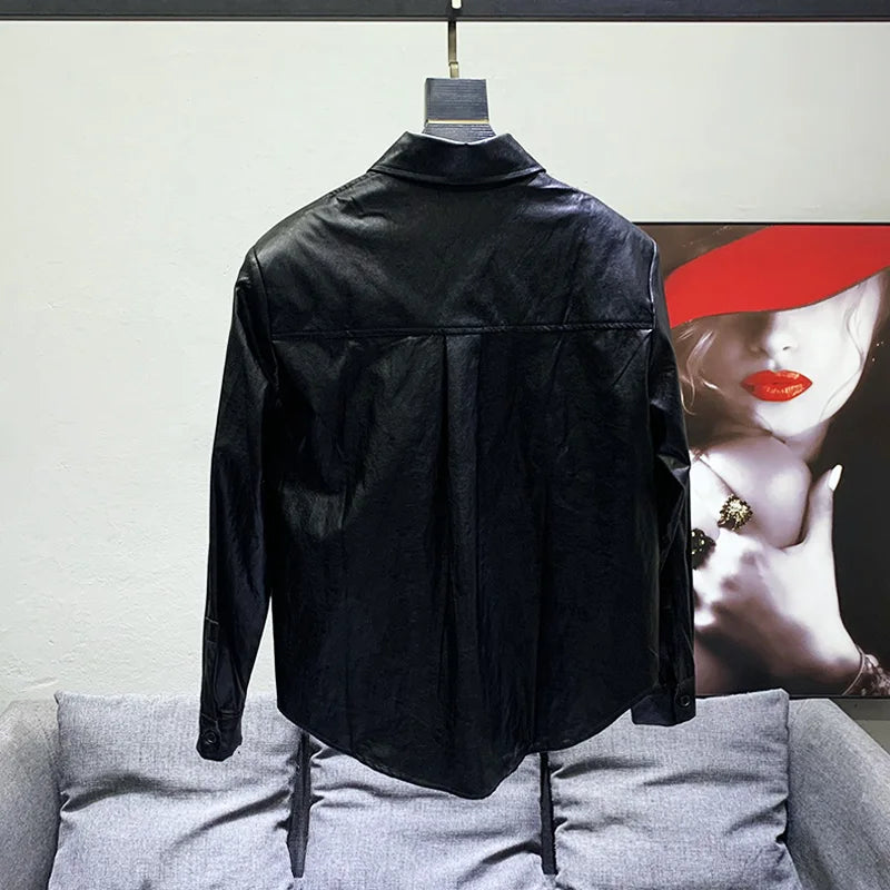 Multi-Zipper Decoration PU Leather Shirt