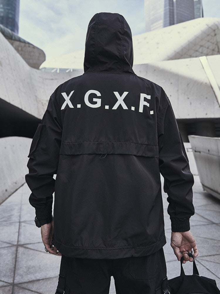 Veste à capuche noire à imprimé lettre