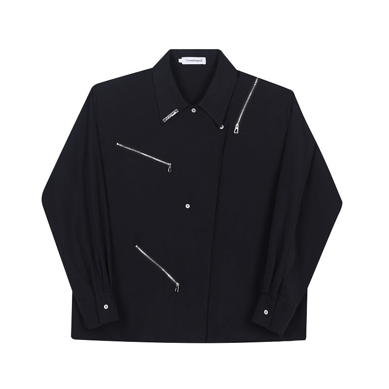 Deconstruction Zippers Long Sleeve Techwear Shirt