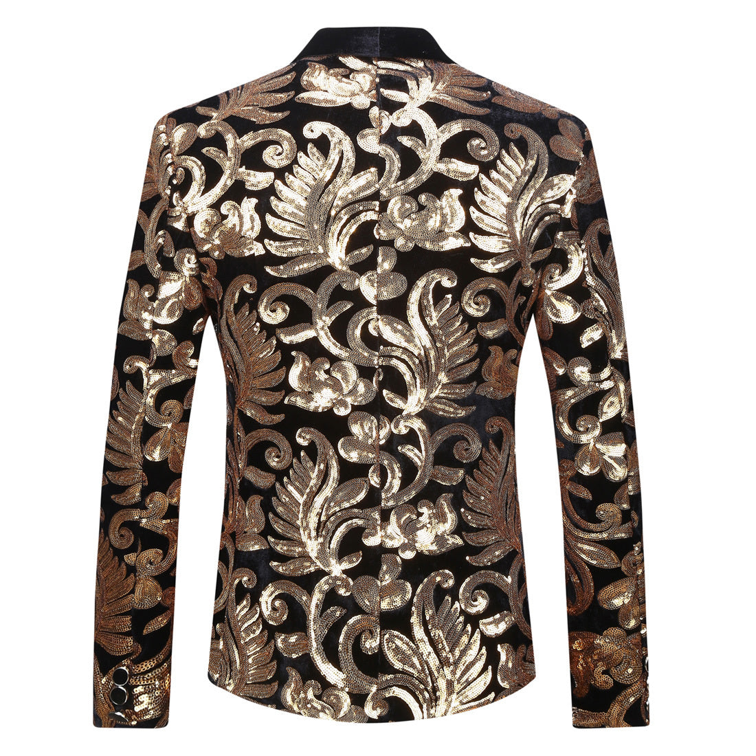 Shawl Lapel Velvet Gold Flowers Sequins Stage Singer Clothes Men Blazer