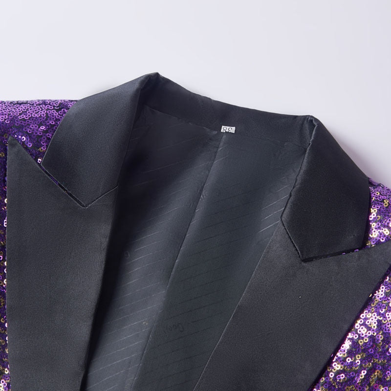 Stylish Gradient Sequins Single Button Party Style Men Blazer