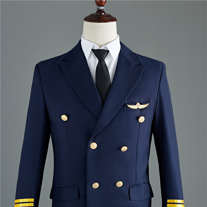 Costumes pour hommes de style capitaine à double boutonnage bleu marine ou noir