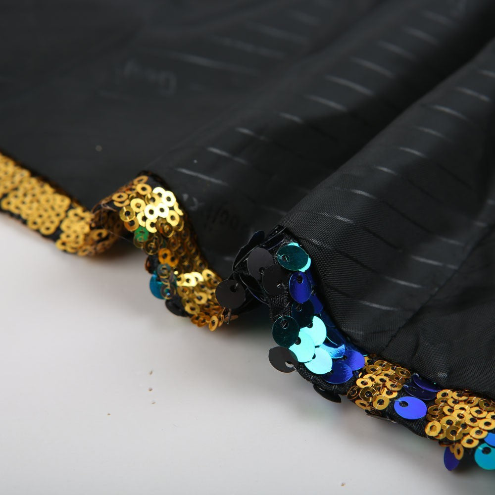 Green Blue Gold Leaves Pattern Sequins Detail Men Blazer