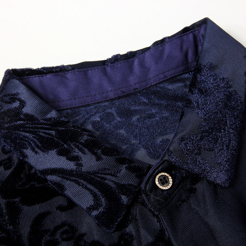 Baroque Floral Pattern Transparent Men Short Sleeve Shirt - FanFreakz