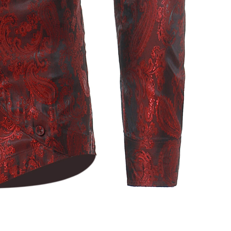 Paisley Multicolor Asymmetric Men Button Down Shirts