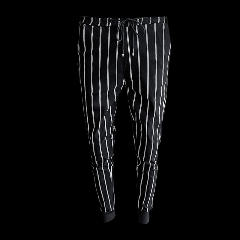Pantalones de pierna cónicos monocromáticos de rayas verticales para hombres