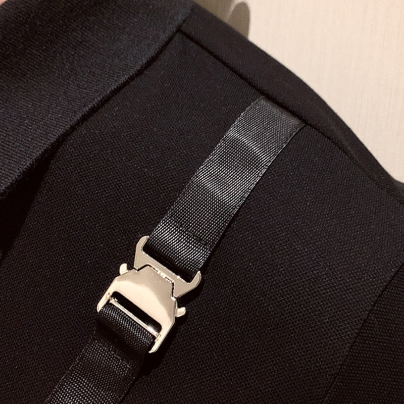 Shoulder Strap Solid Polo Shirt