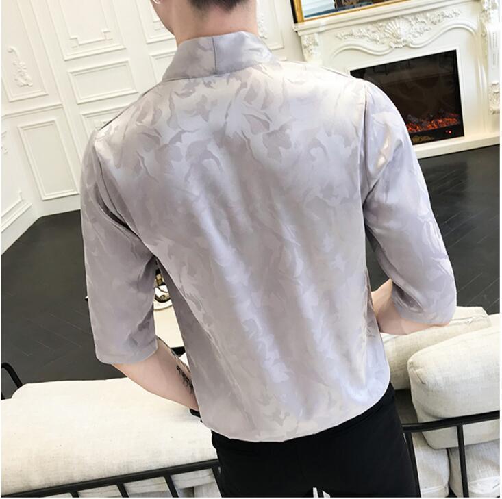 Summer Jaquard Shinny Deep V Sexy Men Shirt - FanFreakz