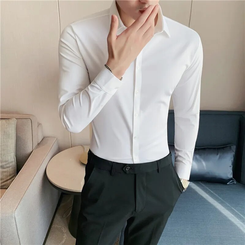 Casual Solid Elastic Seamless Shirt