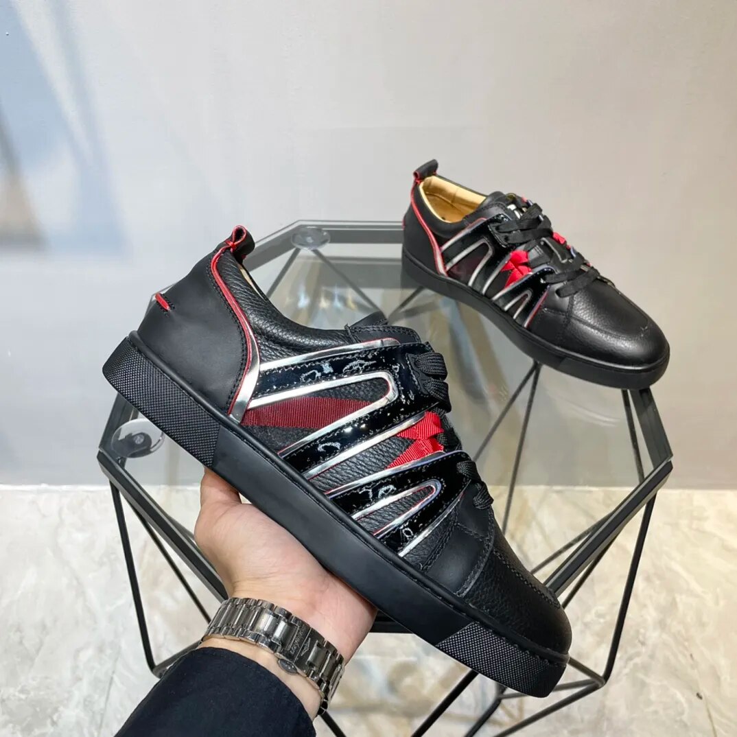 Patchwork Split Leather Low Top Sneakers