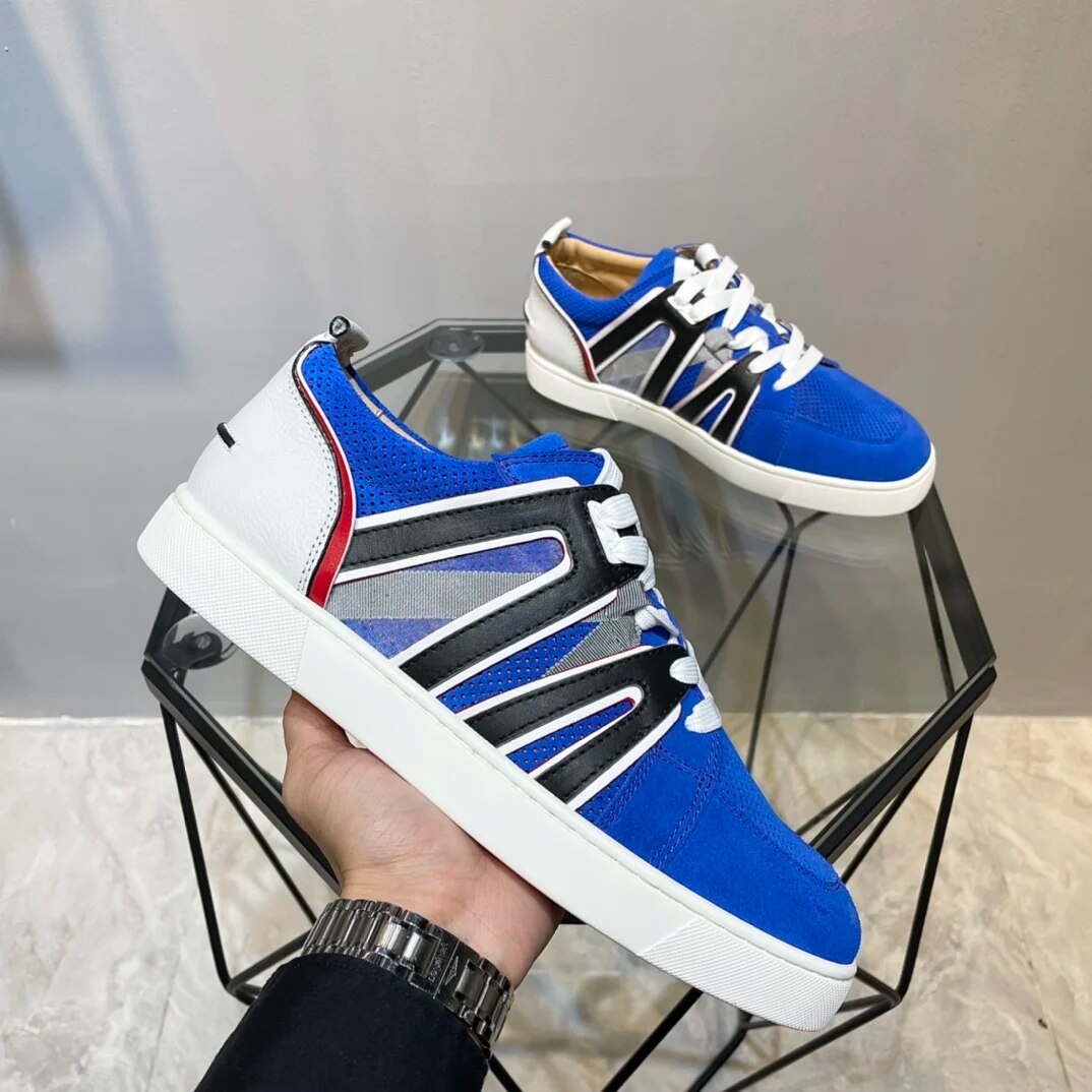 Patchwork Split Leather Low Top Sneakers