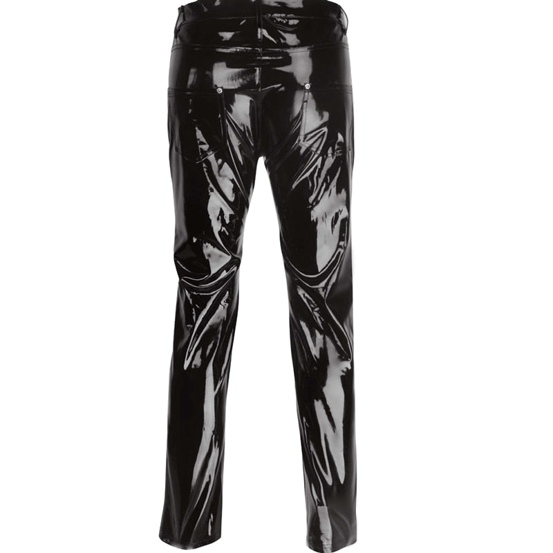 Wetlook Style Black Leather Pants