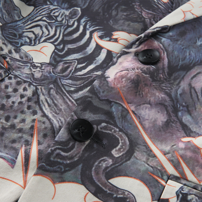 Animal Printed Pattern Slim Fit Design Men Velvet Blazer - FanFreakz