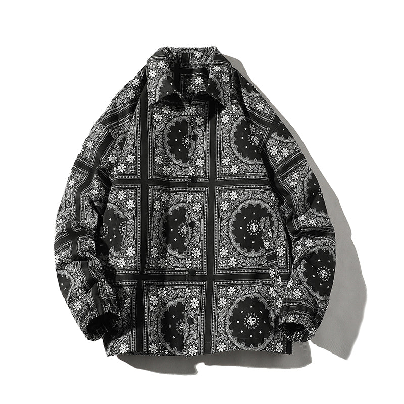 Chaqueta con botones de gran tamaño para hombre con estampado de Paisley enrejado
