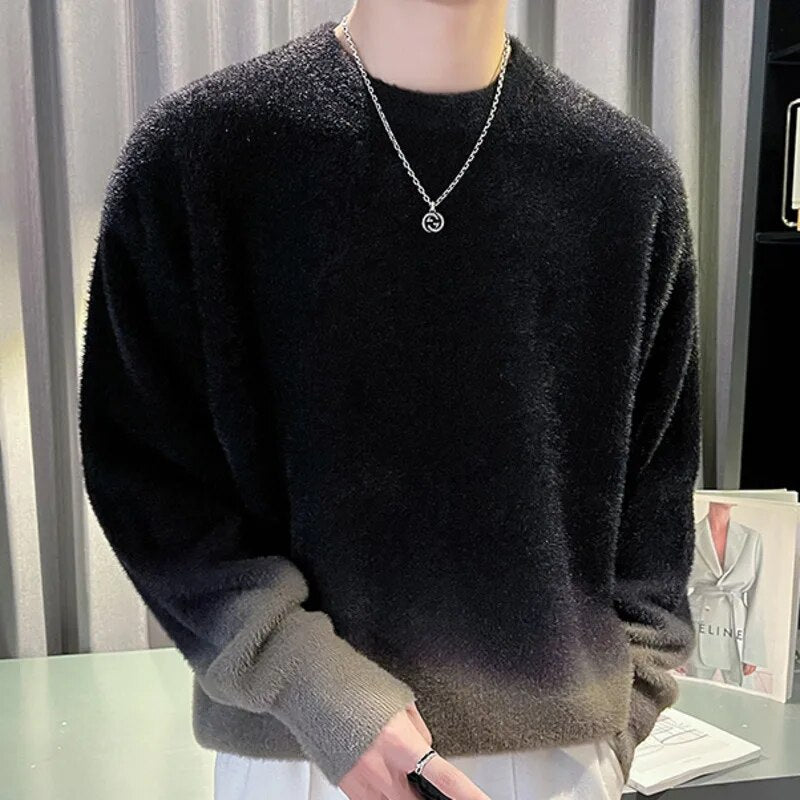 Gradient Color O-Neck Sweater