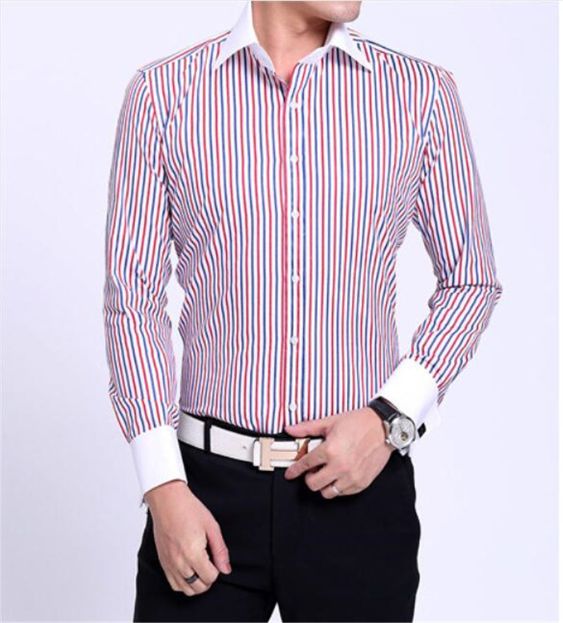 French Thin Rainbow Line Deco Long Sleeve Shirt
