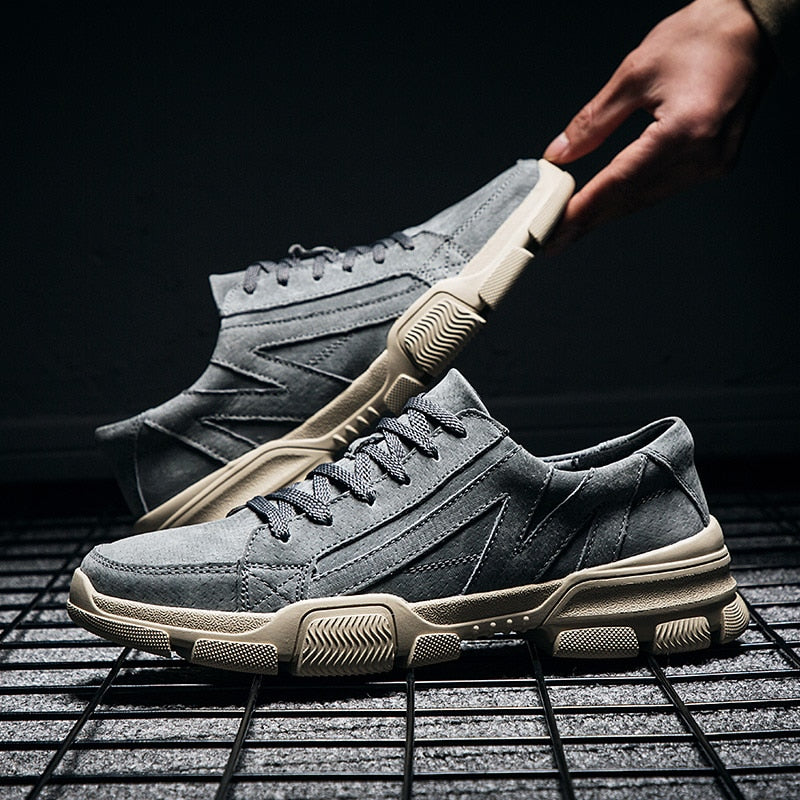 Leather Solid Suede Double Color Men Sneakers