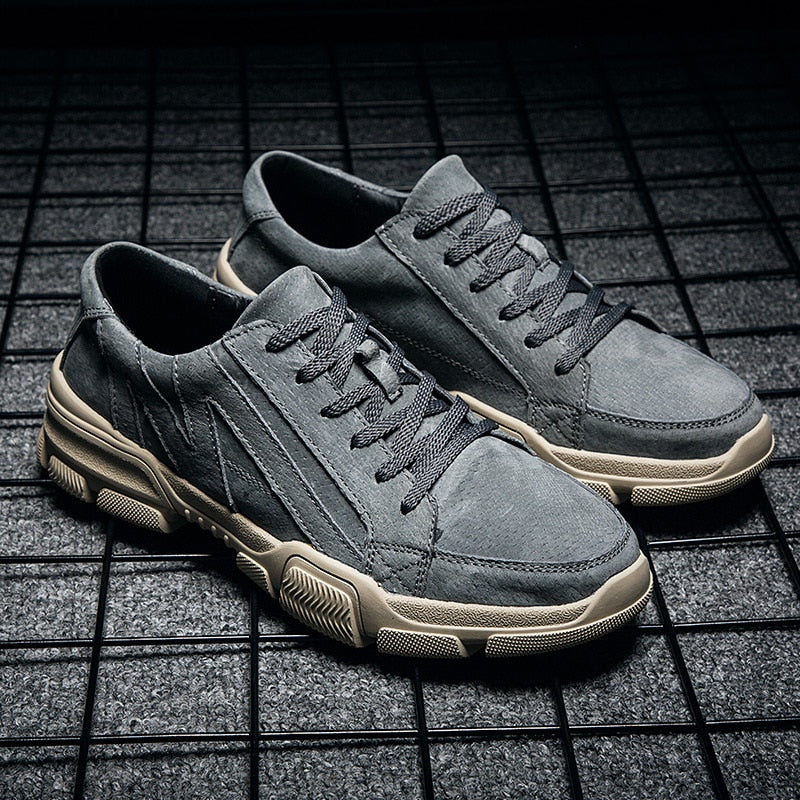 Leather Solid Suede Double Color Men Sneakers