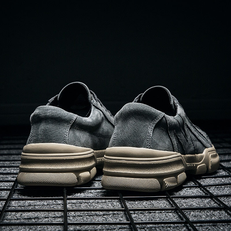 Leather Solid Suede Double Color Men Sneakers