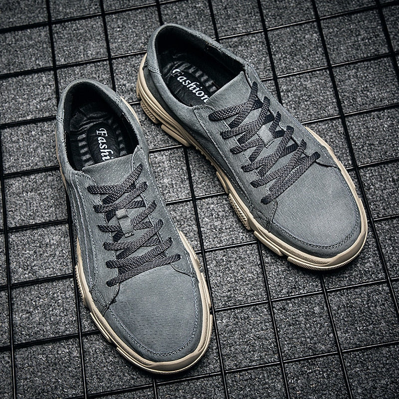 Leather Solid Suede Double Color Men Sneakers