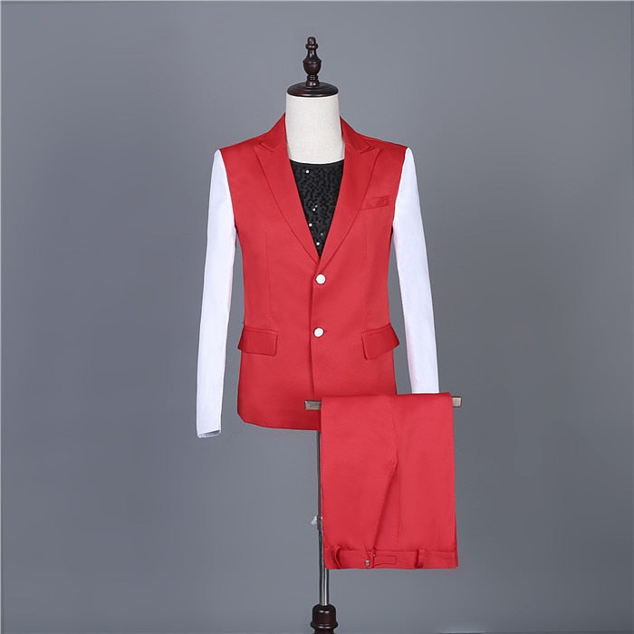 Colorblock Combination Men Formal Buttoned Suit